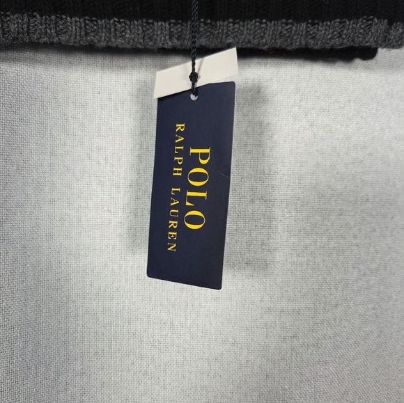 NEW Polo Ralph Lauren Men's Hat & Scarf 2-Piece Set Wool Blend Black Gray   $135 - Picture 3 of 4